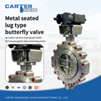 Vanne papillon à siège métallique de type Lug, en acier inoxydable SS316, raccordement par Lug, électrique-pneumatique, triple excentrique, pour vapeur et particules de poussière, conforme ANSI