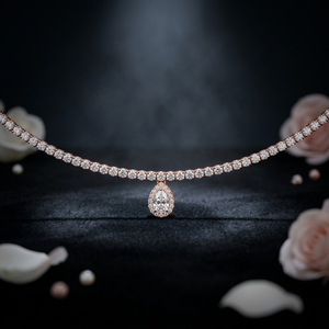 สร้อยคอเพชรทรงหยดน้ำหรูหราประดับเพชรแล็บโกรว์ ดีไซน์วงแหวนทองคำแท้ 14K พร้อมจี้รูปวงแหวน ของขวัญเครื่องประดับชั้นดีสำหรับผู้หญิง - Product Image 1