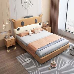 Cama minimalista moderna para niños, cama individual creativa con diseño de caballo de dibujos animados de 1,5 m para niños y niñas, espacio pequeño - Product Image 4