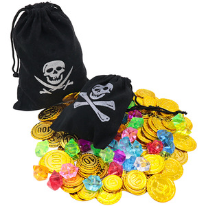 Gioielli di gemme pirata Play Set Pack per feste decorazione di Halloween oggetti per giochi da tavolo accessori per monete giocattolo di plastica pirata - Product Image 2