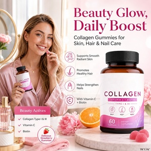 Gomitas <span class=keywords><strong>de</strong></span> Colágeno Tipo I y III con Vitamina C y Biotina, Suplemento <span class=keywords><strong>de</strong></span> Belleza para Mujeres, Apoya una Piel Radiante y Saludable, Gomitas Nutricionales Diarias - Product Image 1