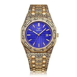 Reloj de Pulsera Clásico para Hombre ONOLA 3812 Original, de Acero Inoxidable, con Grabado Vintage, Dorado, Resistente al Agua, de Cuarzo, para Negocios - Product Image 1