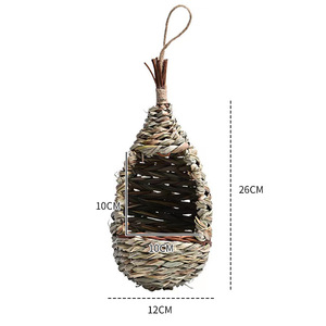 Nid d'oiseau en paille tissé à la main, forme irrégulière, ornement de jardin suspendu pour usage extérieur, taille moyenne - Product Image 2