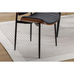 Juego de 2 sillas de comedor estilo granja DB YIJIAN, asiento de piel sintética retro moderno de mediados de siglo con patas de metal de madera curvada - Product Image 5