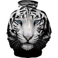 Veste de sport à capuche tissée imprimée 3D Animal King Tiger 100% polyester infroissable respirante séchage rapide pour hommes et femmes automne