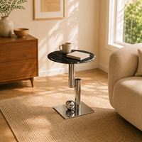 Table console moderne avec plateau rond en marbre, base en acier inoxydable, garantie de 3 ans, pour le mobilier de salon, respectueuse de l'environnement