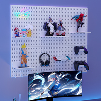 Ensemble d'organisateurs muraux pour panneau perforé, support de rangement DIY pour manettes de jeu, casques et accessoires de salle de jeu