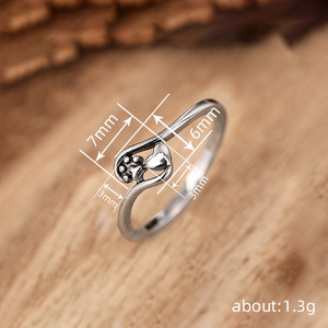 Anello a Forma di Zampa di Gatto e Cuore per Donne, Gioiello Minimalista e Alla Moda per Uso Quotidiano, Regalo - Product Image 4