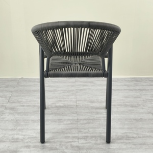 LL Factory Direct Outdoor Aluminium Patio Balcon Fauteuils Moderne <span class=keywords><strong>Noir</strong></span> Métal Osier <span class=keywords><strong>Rotin</strong></span> Meubles de salle à manger pour Park Villa - Product Image 4