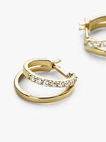 Boucles d'oreilles créoles personnalisées en laiton double cercle avec zircone cubique, plaqué or 14K 18K, pour femme, bijoux de fête