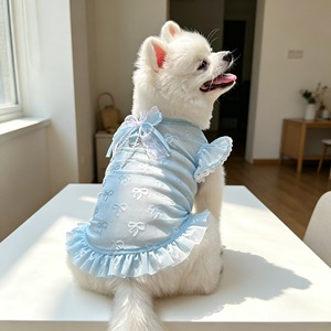 Vestido de Verano para Perros y Gatos, Ligero, de Malla, Azul Albaricoque, Bordado, Estilo Chaleco, Talla Pequeña y Mediana, para las Cuatro Estaciones - Product Image 2