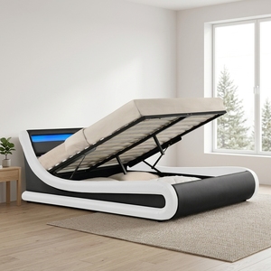 Cadre de lit ottoman king size Willsoon en cuir PU souple avec éclairage LED pour <span class=keywords><strong>chambre</strong></span> à coucher - Product Image 1