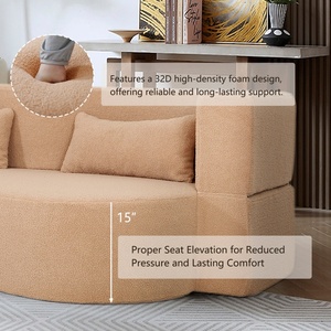 <span class=keywords><strong>Canapé</strong></span>-<span class=keywords><strong>lit</strong></span> convertible <span class=keywords><strong>2</strong></span>-en-1 pleine taille en tissu Teddy avec <span class=keywords><strong>2</strong></span> oreillers, sans assemblage, design gain de place - Product Image 4