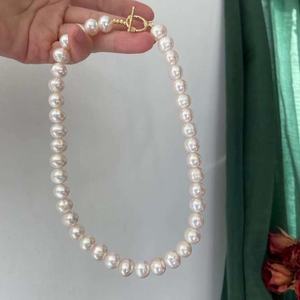 Collar de Perlas de Agua Dulce Naturales, Brillantes, Planas y Versátiles de Lanyun, Collar de Perlas Completas, Regalo para Mamá - Product Image 1