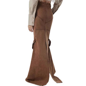 Robe en jean vintage pour femme avec ourlet sirène, jupe longue et poches, respirante, antistatique, style décontracté pour la saison d'automne - Product Image 4