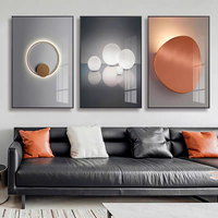 Peinture murale géométrique minimaliste nordique en porcelaine cristalline avec cadre pour projets hôteliers et décoration intérieure - Vente en gros