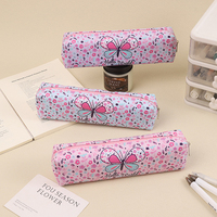 Étui à crayons de haute qualité en tissu Oxford uni, adapté aux étudiants, promotionnel, avec fermeture éclair