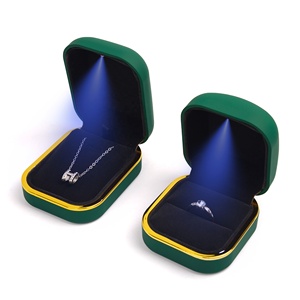 Chen lu sang trọng chiếu sáng hộp đồ trang sức với ánh sáng dẫn, màu xanh lá cây Nhẫn trường hợp & Hộp Vòng cổ cho đề nghị/món quà cưới - Product Image 2