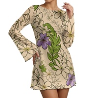 Robe hawaïenne sur mesure au-dessus du genou, motif Mokihana Lei, en tissu polyester, coupe classique, sexy, pour soirée/boîte de nuit.