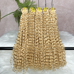 Vente en gros # 27 Bundles de Cheveux Humains Bouclés Profonds Blond Miel, Cheveux Indiens Vierges Bruts, Extensions de Cheveux en Tissage - Product Image 3