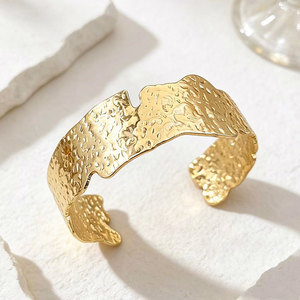 Irregular Water Wave Open Metal Bangle European American Popular Unique Street Style Trendy Women Fashion Bracelet - Product Image 3