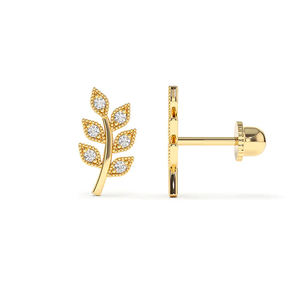 Nueva joyería fina de moda moderna elegante de alta calidad para niñas 925 Plata 14K hoja diamante hélice Piercing Stud pendientes - Product Image 6