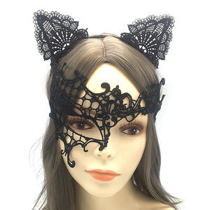 Fête d'<span class=keywords><strong>Halloween</strong></span> bandeau de cheveux en dentelle noire sexy masque de fête demi-visage <span class=keywords><strong>maquillage</strong></span> féminin danse drôle ensemble de masques demi-visage - Product Image 3