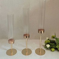 Photophore en verre de style européen, luxe léger, coupe-vent, pièce décorative pour mariage, anniversaire et table de fête