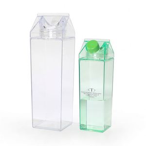 <b>Hot</b> Selling 500Ml 1000Ml BPA Free Acrylic Plastic Milk Cups Portable <b>Water</b> <b>Bottle</b> Transparent Milk Carton Box - Product Image 5