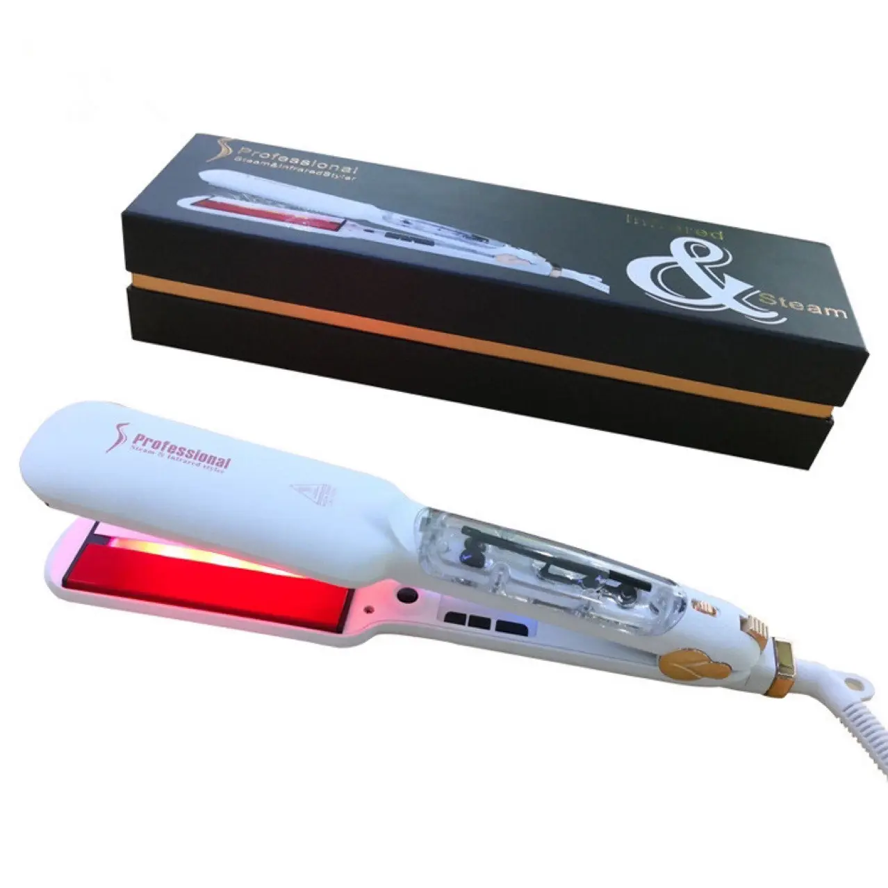 2021 New Infrared Hair Straightener Professional Flat Iron LCD Display Ionic Hair Straightener
