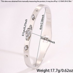 Kararmayan Elmas Yonca Çelik Bilezik Yaylı Bileklik Paslanmaz Çelik Takı Ayarlanabilir Gümüş Bileklik Kadınlar İçin - Product Image 2