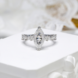 Anelli Personalizzati Paston con Moissanite Taglio Marquise 7*14mm 3ct, Gioielli da Donna, Anello Nuziale che Supera il Test del Diamante - Product Image 1