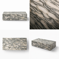 Table basse rectangulaire moderne et futuriste en marbre blanc Arabescato naturel de luxe italien, finition polie brillante