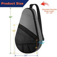 Sac à dos de rangement pour raquette de padel en nylon avec poche en maille pour 2 pagaies/balle/pickleball pour salle de sport