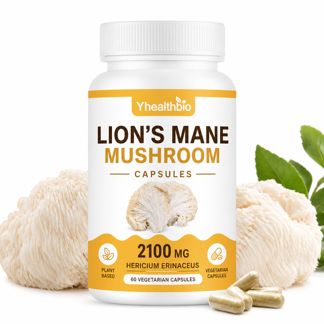 Pure Lion's Mane Extract Capsules Fruit Body Extract Non-GMO Gluten Free Herbal Supplement for Adults