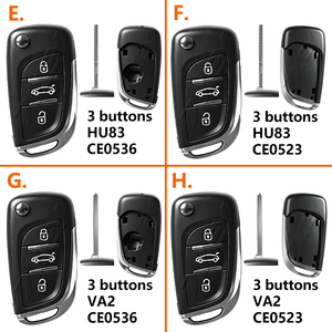 Coque de clé pliable modifiée <span class=keywords><strong>2</strong></span>/3 <span class=keywords><strong>boutons</strong></span> pour Peugeot Citroën HU83 VA2 CE0523 <span class=keywords><strong>CE0536</strong></span> - Product Image 6