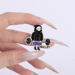 Skelet Gym Email Pin Grappige Deadlift Fitness Broche Gewichtheffen Badge Sieraden Cadeau Voor Vrienden Groothandel - Product Image 4