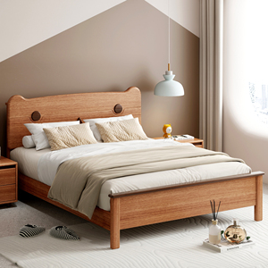 Lit mural en bois massif de haute qualité en forme d'ours, lit plateforme moderne et minimaliste pour chambre à coucher - Product Image 1