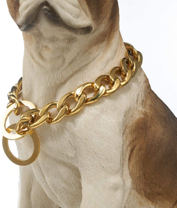 14mm Luxury Durable Monochrome Pet <b>Dog</b> Collar Stainless Steel Cuban Chain Lock Buckle Gold Silver <b>Dog</b> <b>Leash</b> - Product Image 5