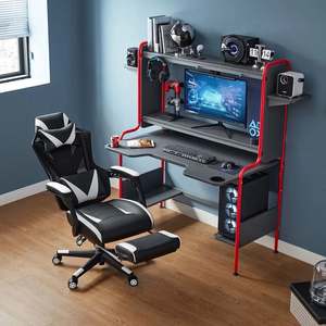 More Design Ruibao Ergonomic Gamer <strong>Recaro</strong> Leg Rest Quality Mesh Workstation Massage Racing Blue Computer Rocker Gaming Bed - Product Image 3