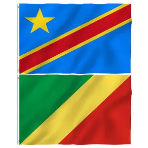 Bandeira de Dia Nacional da República Democrática por atacado fábrica na China bandeira barata da República Democrática do Congo