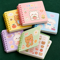 Livre d'autocollants de dessins animés pour enfants, plus de 1000 pièces, pré-découpés, imperméables, réutilisables, reliure spirale, ouverture plate, design d'animaux mignons, journal, scrapbooking
