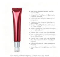 Rode ABL knijptube met mini-pompje, lege tube voor oogcrème, serum, spotcrème, luxe mini reisverpakking voor huidverzorging, OEM verpakking