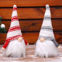 Peluche de Noël Lumineuse Rudolph avec Chapeau Rayé, Poupée Sans Visage, Décoration de Vitrine et de Fête