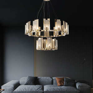 Zeal Lighting โคมไฟระย้าทองเหลืองหินอ่อนธรรมชาติตกแต่งทองโคมไฟระย้าสไตล์นอร์ดิกสไตล์โมเดิร์น - Product Image 5