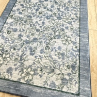 Tapis en flanelle polaire imprimé bleu floral, lavable en machine, 71x122cm, tapis doux antidérapant pour entrée, couloir, chambre à coucher