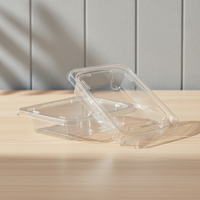 Boîte d'emballage alimentaire rectangulaire transparente en PET de qualité alimentaire avec couvercle rabattable pour vente en gros