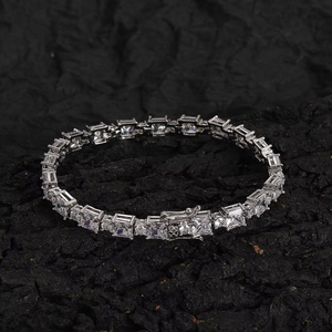 Tennis <b>Bracelet</b> 5mm + 3mm Square Zirconium + Round Zircon <b>Couple</b> <b>Bracelet</b> Size Zircon Tanjing Fashion Lijing Necklace - Product Image 2