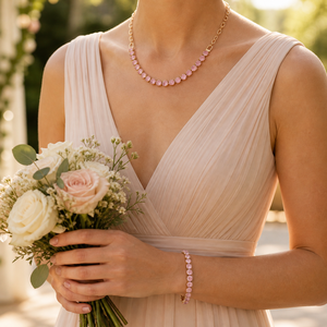 Rainbow Pastel Jewelry Zircon <strong>Candy</strong> Tennis <strong>Necklace</strong> and Bracelet Set CZ Stone Gold Plated Festival Wedding Jewelry Gift for Her - Product Image 2