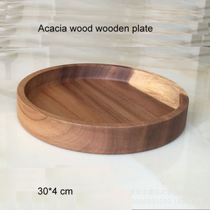 Plateau de service rond en bois super épais, plateau créatif en bois pour la nourriture occidentale - Product Image 3